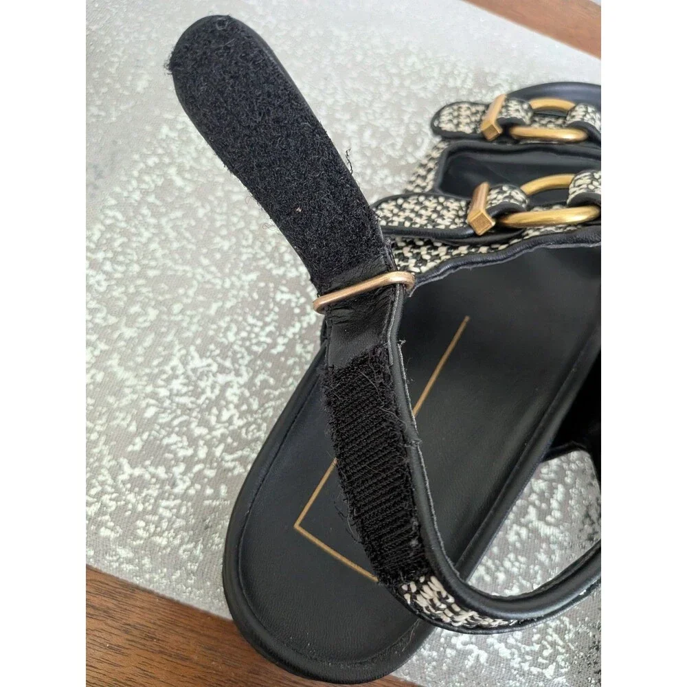 Dolce Vita Shelli Sandals Womens 9.5 Black Bridge Raffia Buckle Casual Shoes NEW - Picture 10 of 10